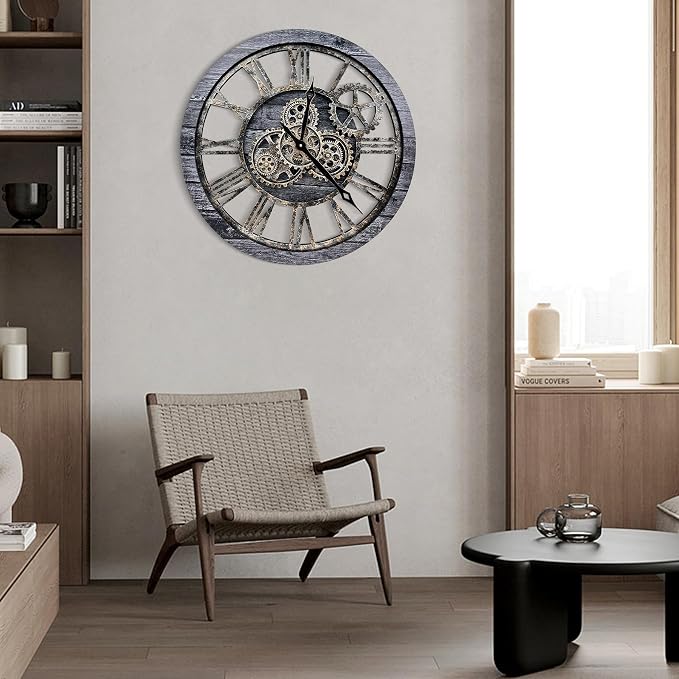 The B-Style Large Wall Clock 24 inch Moving Gear Wall Clock Oversized Vintage - Image 5