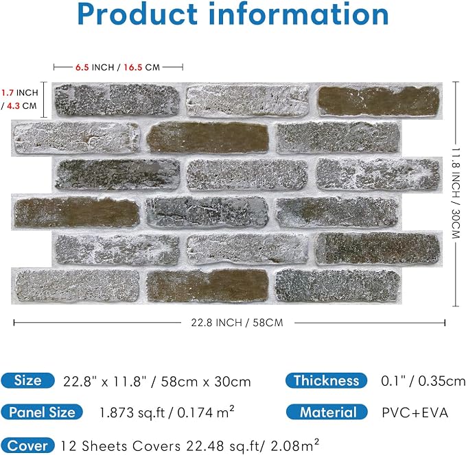 COMSTICKC 3D Faux Brick Wall Panel Peel and Stick, DIY UrltraLight PVC Self - Image 5