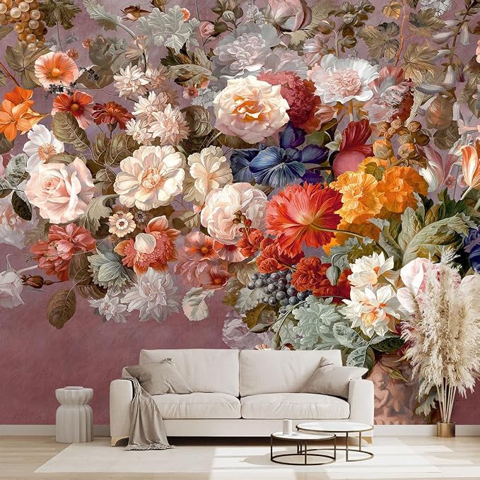 Colorful Floral Leaf Bathroom wallpeper Living Room Bedroom Pink Flower wall by WXHFM