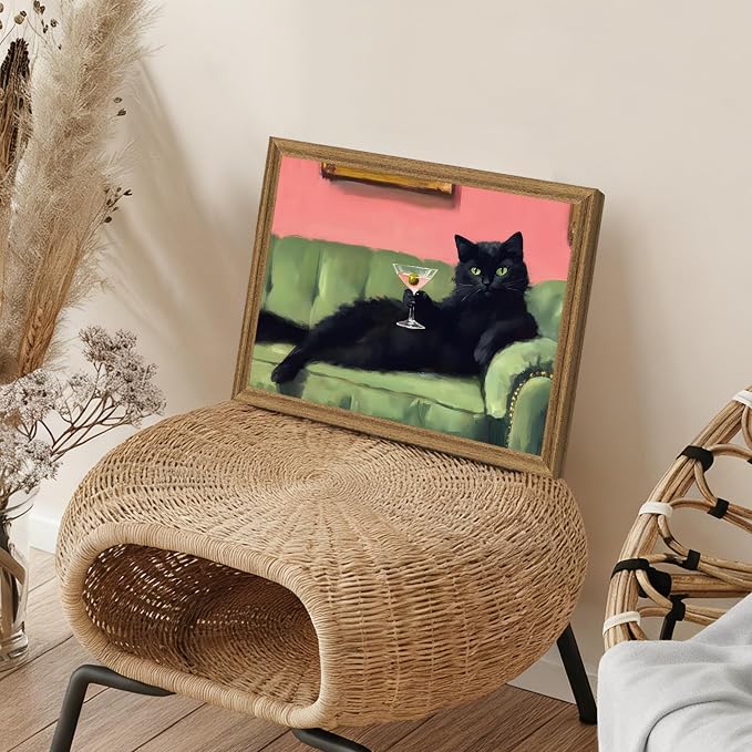 Fantasy Artists Humorous Black Cat Character Wall Art – Relaxed Anthropomorphic - Image 5