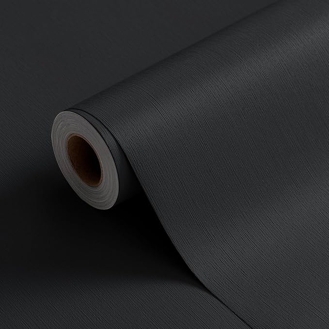 FUKU MON 23.6" X 393" Dark Gray Wallpaper Peel and Stick Contact Paper Solid by MeetyourallDIYneeds