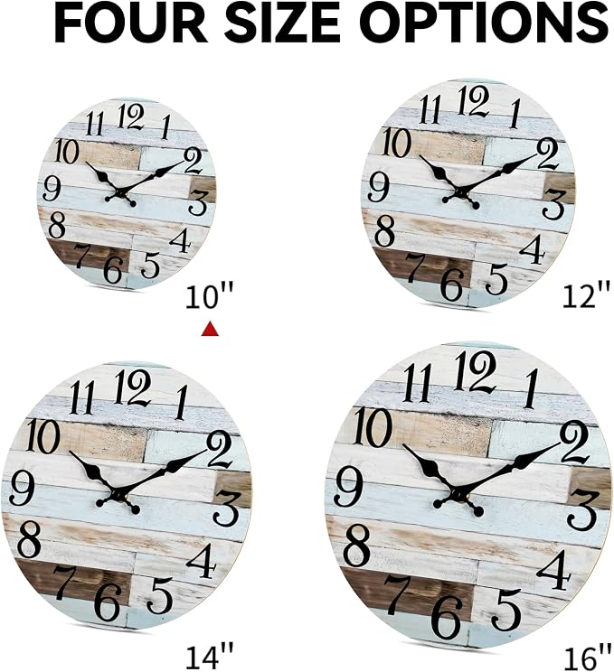 KECYET Wall Clock Battery Operated 10 Inch Silent Non-Ticking Coastal Country - Image 2