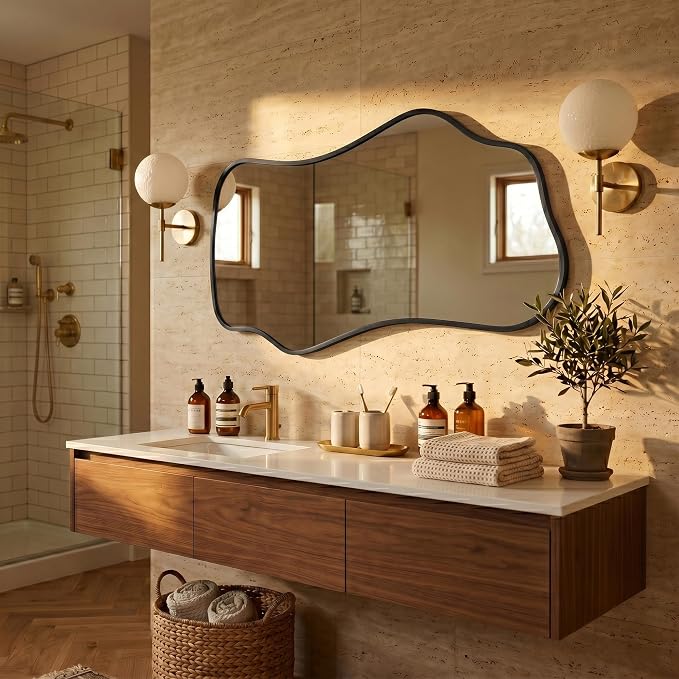 Bathroom Mirrors for Over Sink-Horizontal or Vertical Hanging 47.2"x21.6" Black - Image 4
