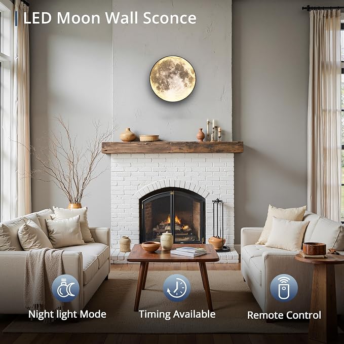 Dimmable Moon Wall Light 9.5 inch Wall Lights - Image 2