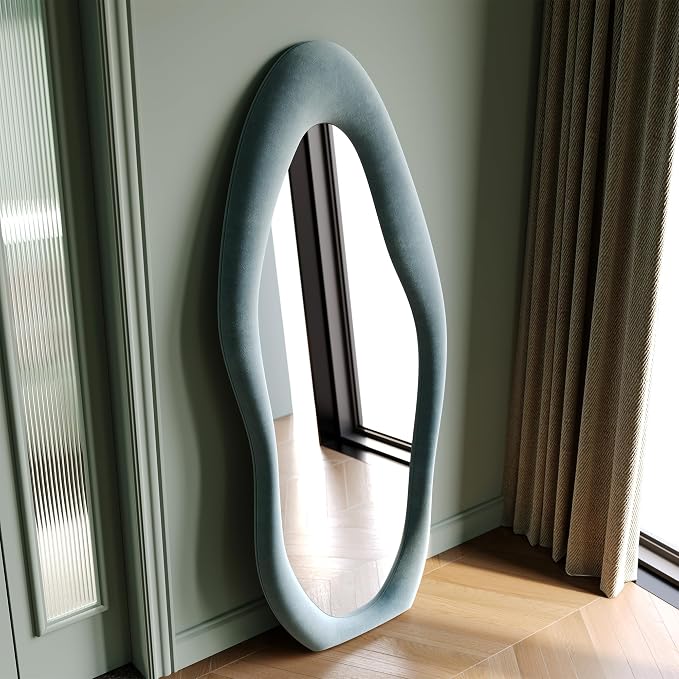 Honyee Full Length Mirror, Flannel Wrapped Wooden Frame Full Body Mirror - Image 7