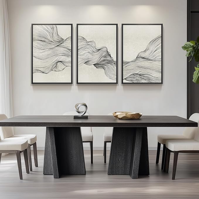 Large Framed Black and Beige Neutral Abstract Wall Art - Image 7