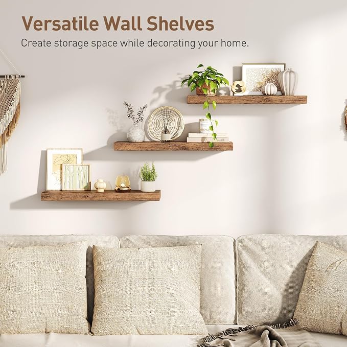 RALGEND Floating Shelves for Wall, 1.5" Thick Wall Shelf Set of 3 - Image 4
