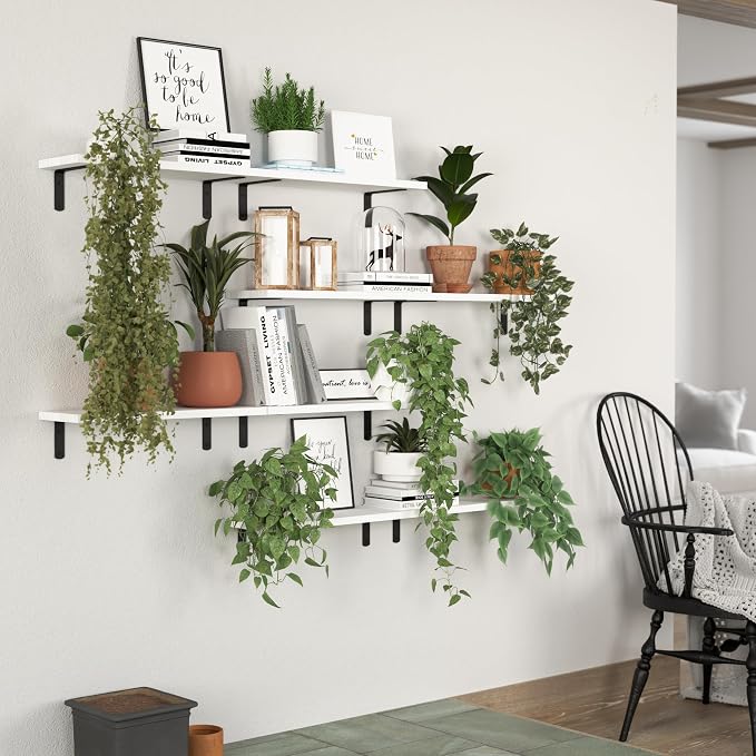 DOLLFIO Floating Shelves, 8 Sets Wall Shelves, Wooden Floating Shelves - Image 4