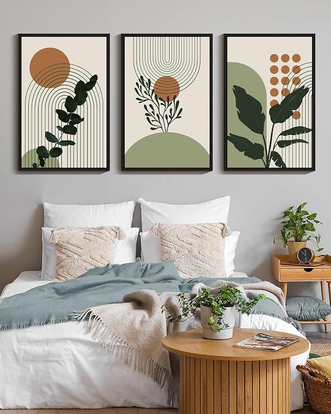 PHOPAGO Boho Plant Wall Art Green Botanical Bohemain Framed Wall Printing - Image 4