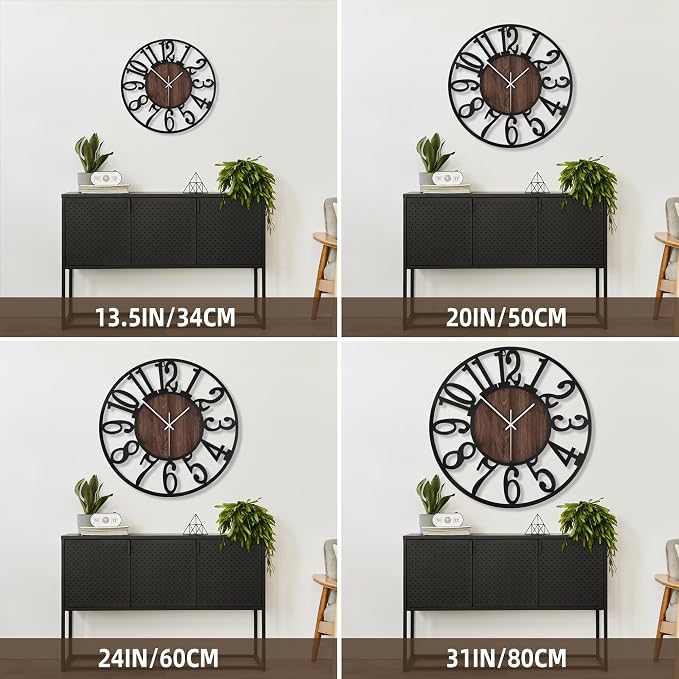 Large Wall Clock for Living Room Decor, 24 Inch Non Ticking Silent, Battery - Image 2