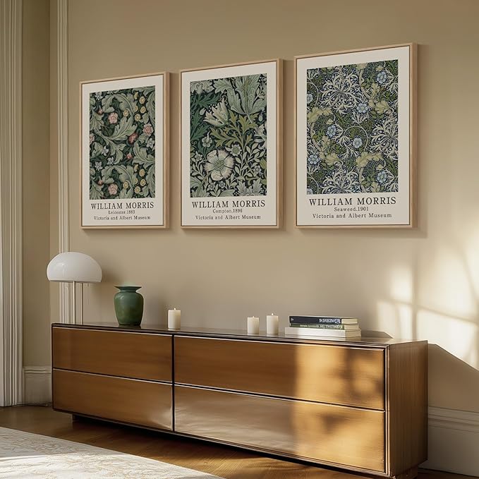 Framed William Morris Canvas Wall Art Set of 3, Boho Farmhouse Botanical Decor - Image 3