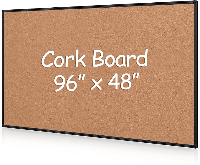 Extra Large Cork Bulletin Board 96" X 48", Wall Mounted Notice Pin Board by Justdowhatyouwanttodo