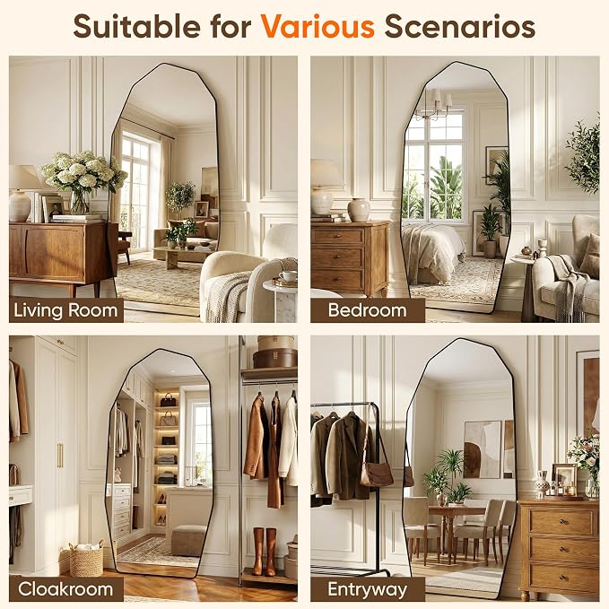 Antok Full Length Mirror, Free Standing Wall Mounted or Leaning Full Body Mirror - Image 8
