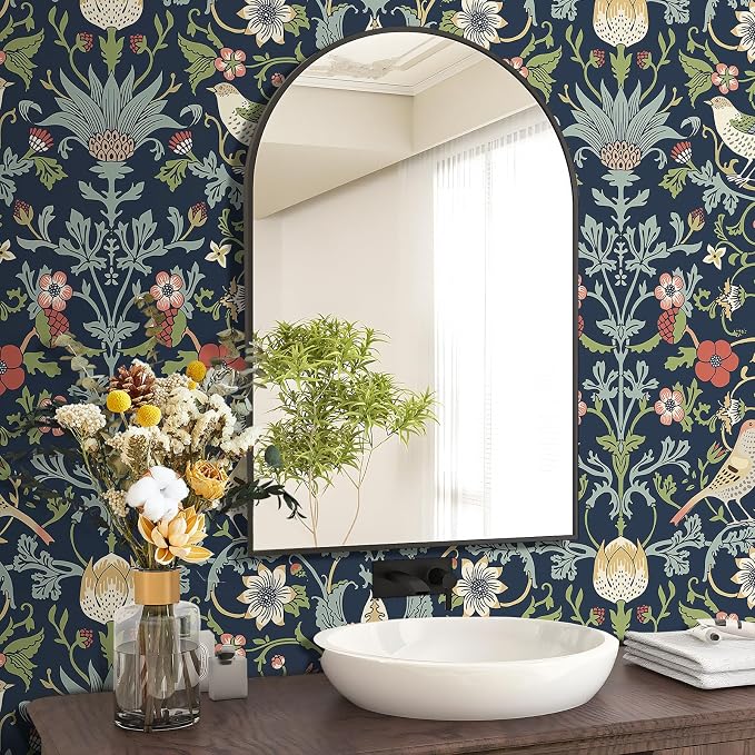 FunStick 17.5"x354" Dark Blue William Morris Wallpaper Vintage Antique Leaves - Image 4