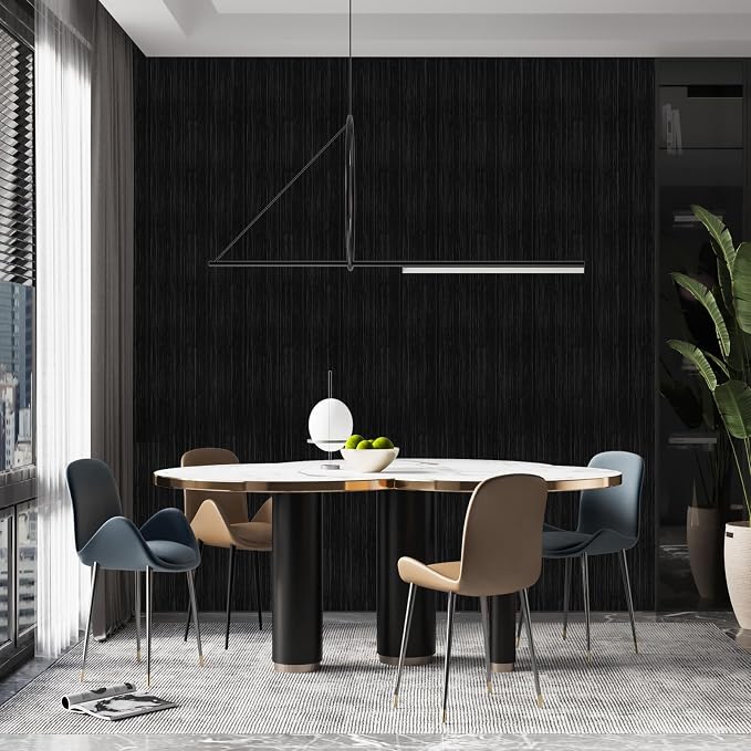 Black Grasscloth Peel and Stick Wallpaper Texture Contact Paper 15.7" X 120" - Image 6