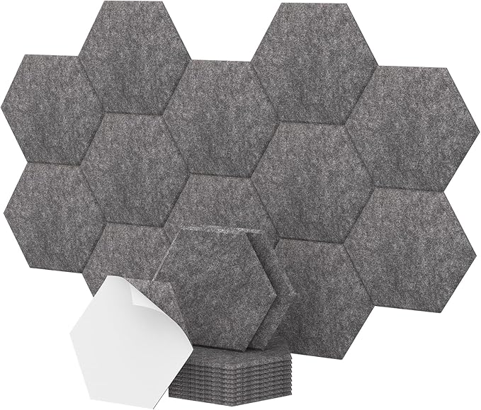 12 Pack Hexagon Acoustic Panels, TONOR 12"x 10"x 0.4" High Density Sound Proof by TONOR