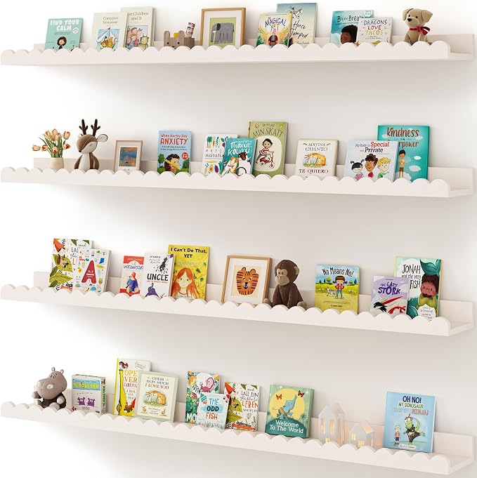 Shario Nursery Book Shelves, Scalloped Shelves, Wall Book Shelves by Shario