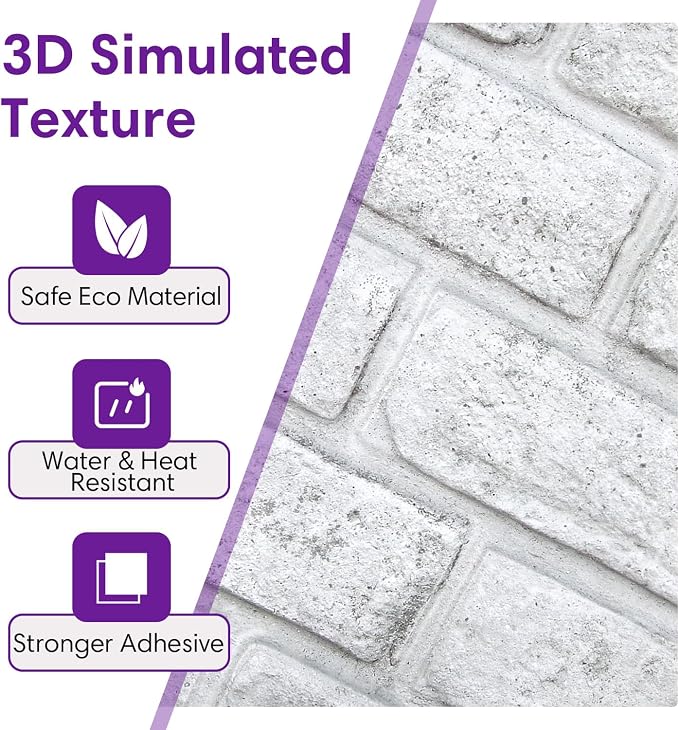 3D Faux Brick Wall Panels Peel and Stick, Small Brick-Look Textured Wall Sticker - Image 7