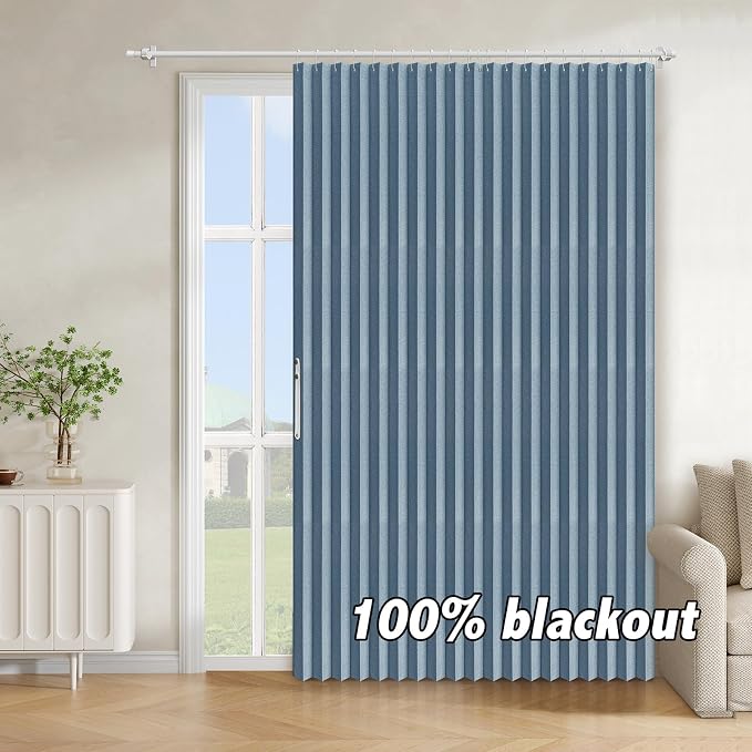 AJAZZ Blackout Accordion Door Curtain 98"x78" Blue - Image 9