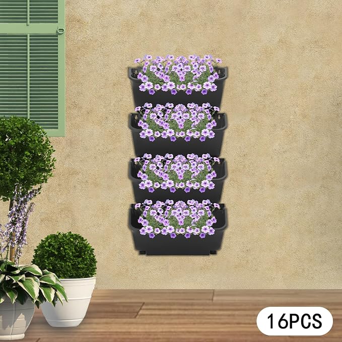 Vertical Wall Planter with 16 Pots, Hanging Garden Plant Flowerpot Holder - Image 7
