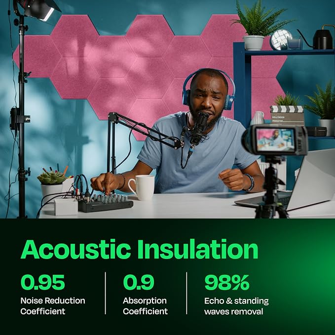 Acoustic Panels 12-Pack Soundproof Wall Panels 14"X12.1"X0.4" Sound Panels High - Image 3