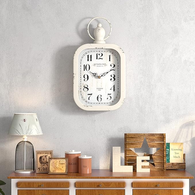 Menterry Small Retro Rectangle Wall Clock, Battery Operated Silent Decor Wall - Image 4