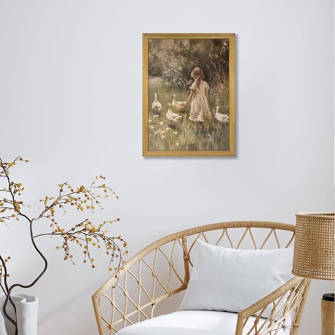 Wood Framed Canvas Wall Art, Vintage Girl - Image 8