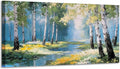 Ardemy Birch Forest Stream Canvas Wall Art, Calming Nature Scenery by Ardemy