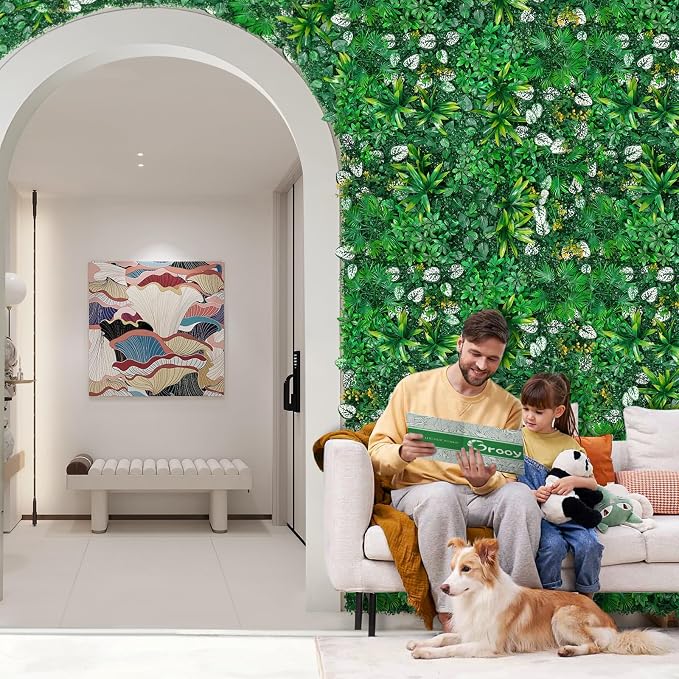 Grooy Artificial Hedge Grass Wall, Boxwood Panels 20"x20", UV Protected Privacy - Image 4