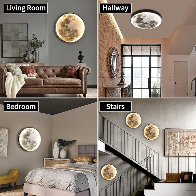QIYIMEILUX Dimmable Moon Wall Sconce Plug in Modern LED Wall Light - Image 6