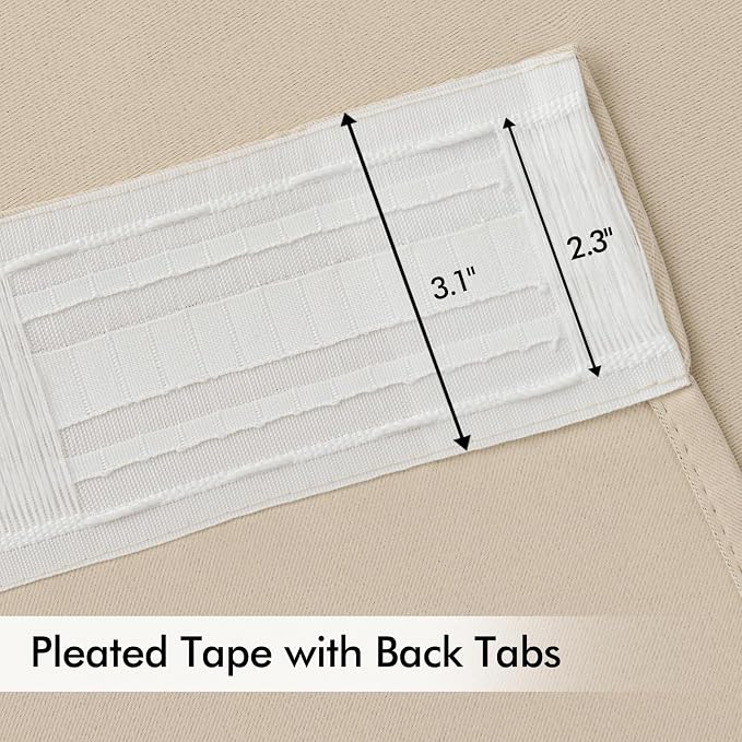 MIULEE Back Tab Cream Beige Curtains 105 Inch Long 2 Panels Set - Image 4