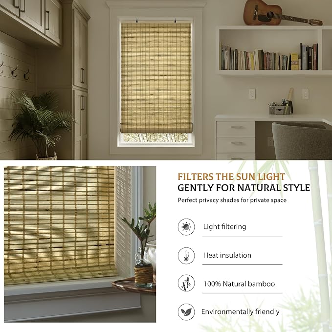 LazBlinds Cordless Bamboo Blinds, Roll Up Shades - Image 4