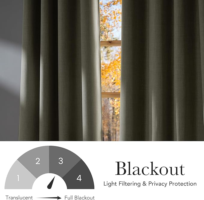 NICETOWN Short Faux Linen Beige Blackout Curtains 63 inches Long - Image 6