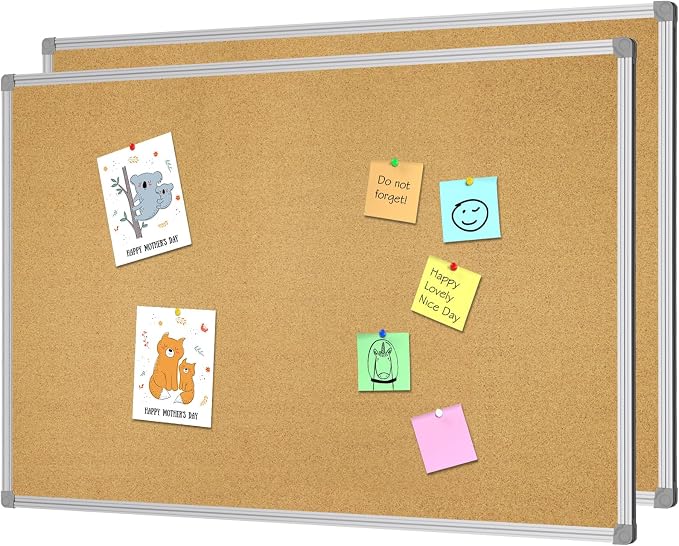 Lockways Cork Board Bulletin Board, 2 Pack Double Sided Corkboard 36" x 24" by Lockways