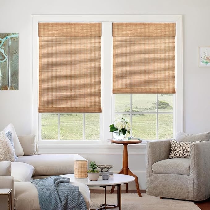 LazBlinds No Tools No Drill Cordless Bamboo Roman Shades, Custom Light - Image 4