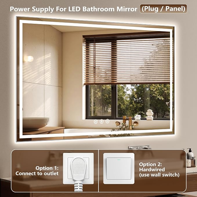 55x36 Inch LED Lighted Bathroom Mirror - Image 6