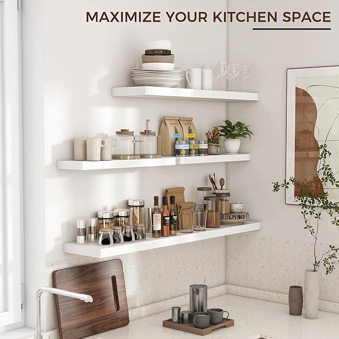 Venusmiles Floating Shelves for Wall 24 inch Long, Engineered Wood Wall Shelves - Image 6