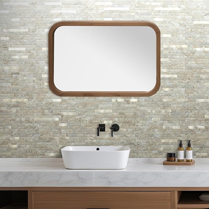 AULIGET 2 Sheets Faux Stone Peel and Stick Backsplash, Sandstone - Image 3