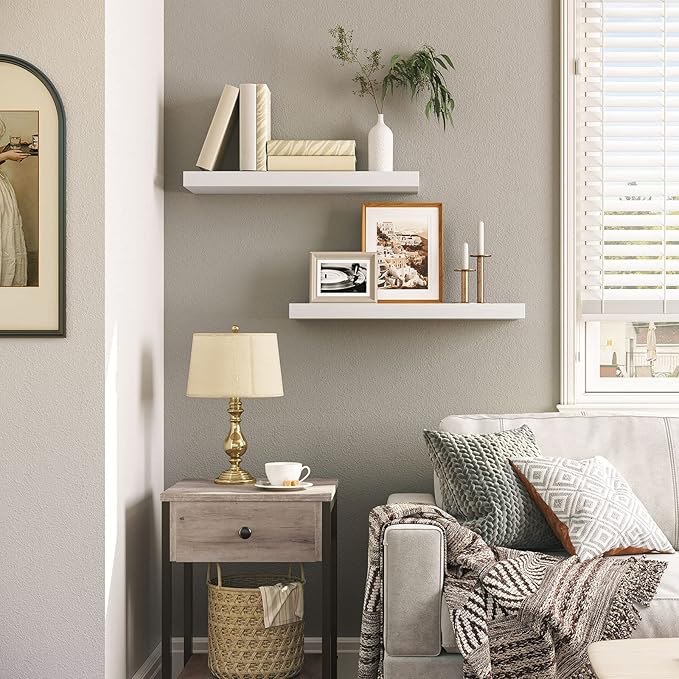 HOOBRO Floating Shelves for Wall, Wall Mounted Shelf Set of 2, 23.6" Hanging - Image 2