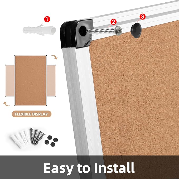 Extra Large Cork Bulletin Board 60" X 36", Wall Mounted Notice Pin Board - Image 7