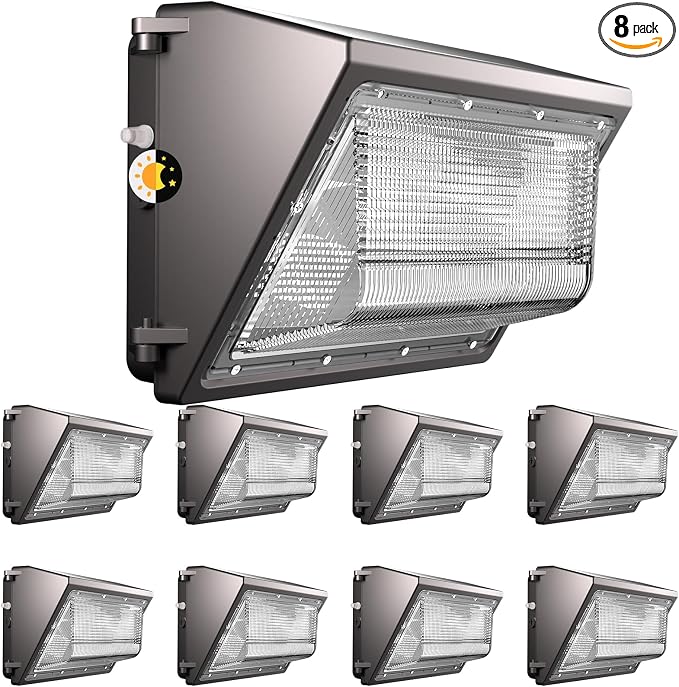 Lightdot 8Pack 100W LED Wall Pack Lights, 100-277v Dusk to Dawn by LightdotLighting