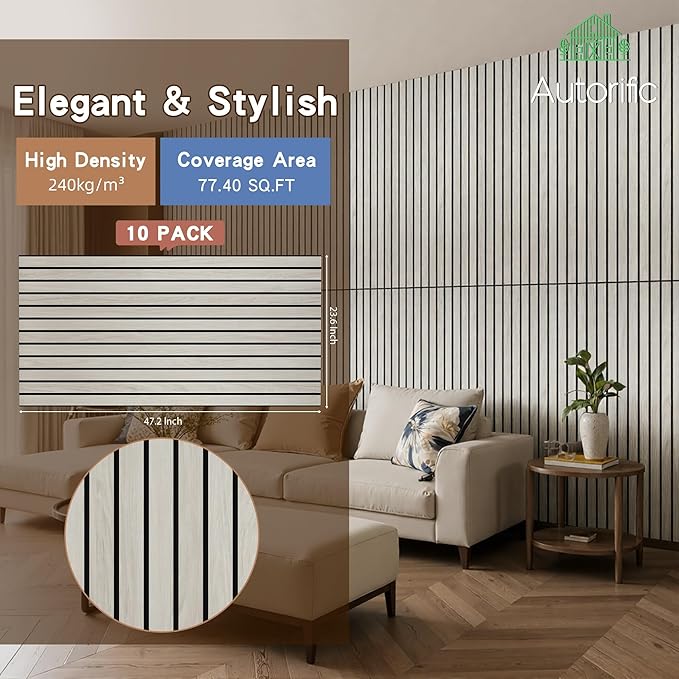 Wood Veneer Sound Panels, 10 Pack 47.2”x23.6” Wall Panels, Decorative Acoustic - Image 2