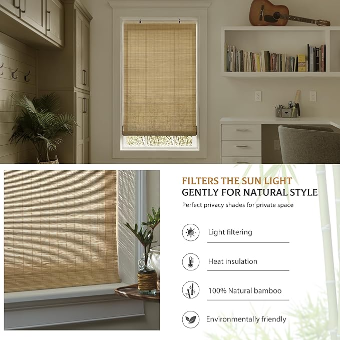 LazBlinds Cordless Bamboo Blinds, Roll Up Shades - Image 4