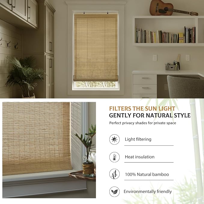 LazBlinds Cordless Bamboo Blinds, Roll Up Shades - Image 4