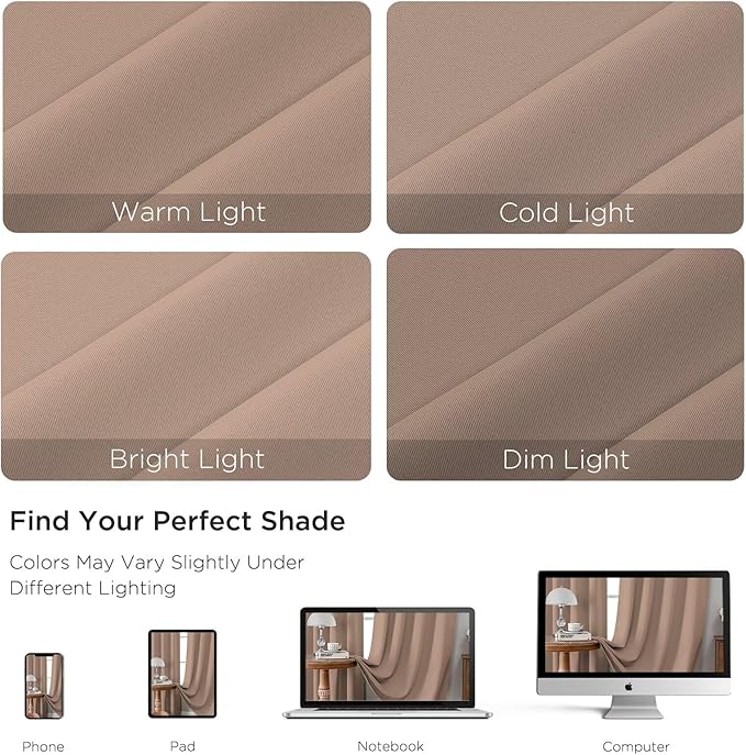 CUCRAF Khaki Blackout Curtains 84 inch Length 2 Panels Set, Rod Pocket Room - Image 4