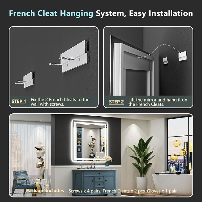 38x38 LED Bathroom Mirror with Lights, Backlit and Front Lit Anti-Fog Lighted - Image 9