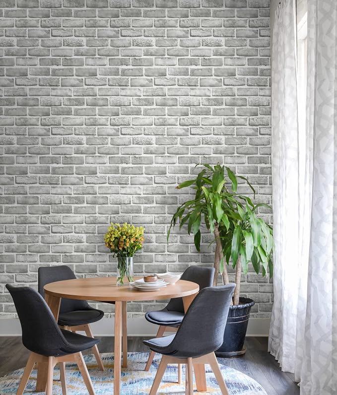 Guvana 17.3" x 394" Grey Brick Wallpaper Peel and Stick 3D Brick Contact Paper - Image 2