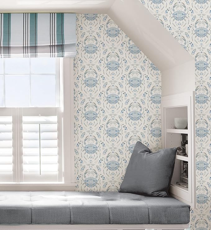 NuWallpaper by WallPops Blue Shellby Peel & Stick Wallpaper - Image 4