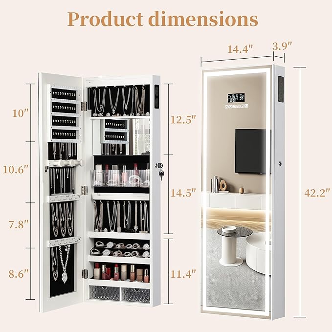 LED Mirror Jewelry Cabinet - Image 6