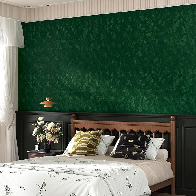 Wallercity Emerald Green Velvet Wallpaper Peel and Stick Felt Drawer Liner Self - Image 3